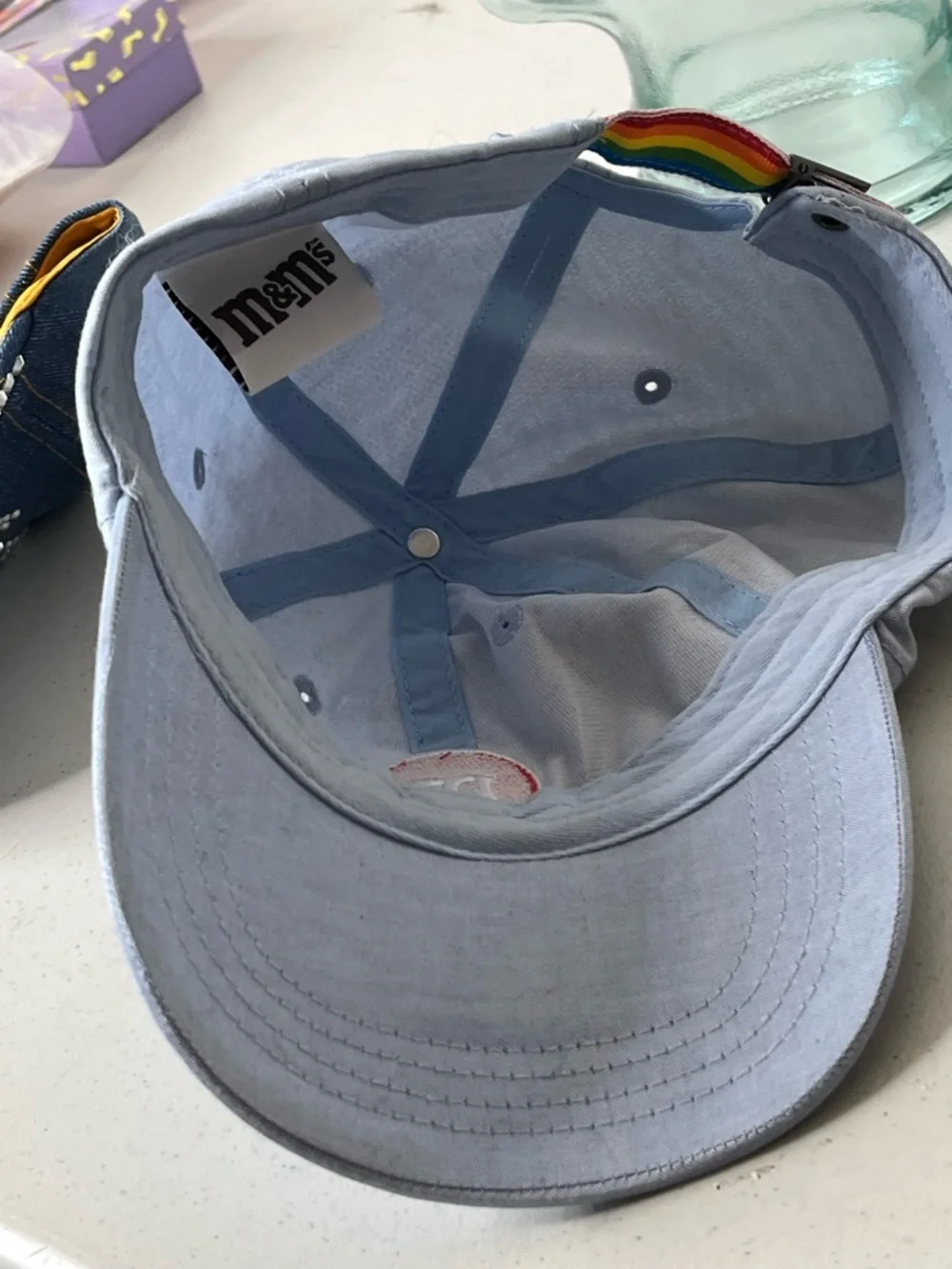 M&M'S Light Blue Baseball Cap with Red 'm' Emblem